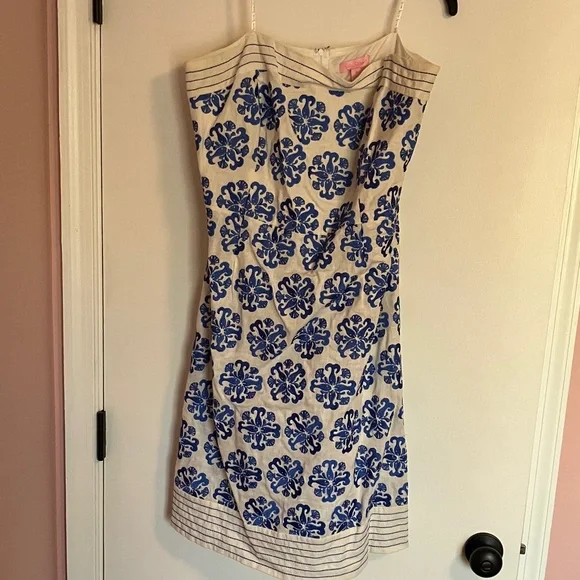 Lilly Pulitzer strapless linen blend fish embroidered dress - Picture 4 of 13